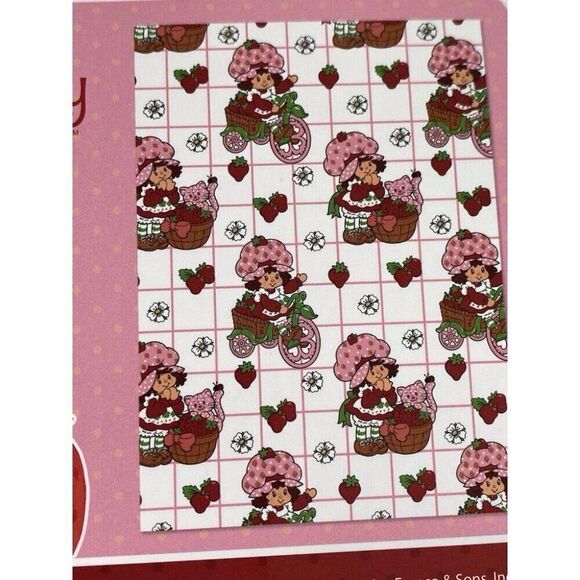 Strawberry Shortcake 50 X 70” Soft Plush Throw Blanket Pink Bicycle Basket Cat - Picture 3 of 11